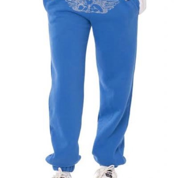 Edikted Blue Joggers with Angel Rhinestone Design Small - Picture 5 of 5